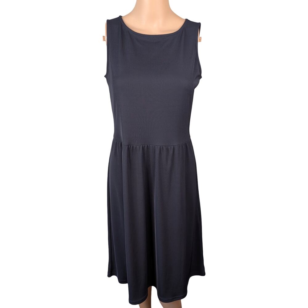 Brooks Brothers Navy Blue A-Line Boat Neck Knee Length Dress SZ S Quiet Luxury